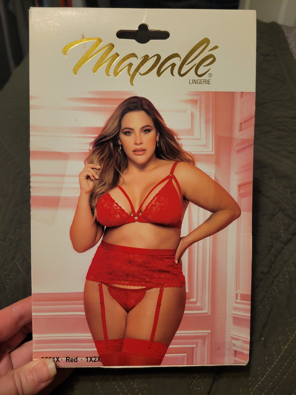 Red Lace Bralette & Garter Set